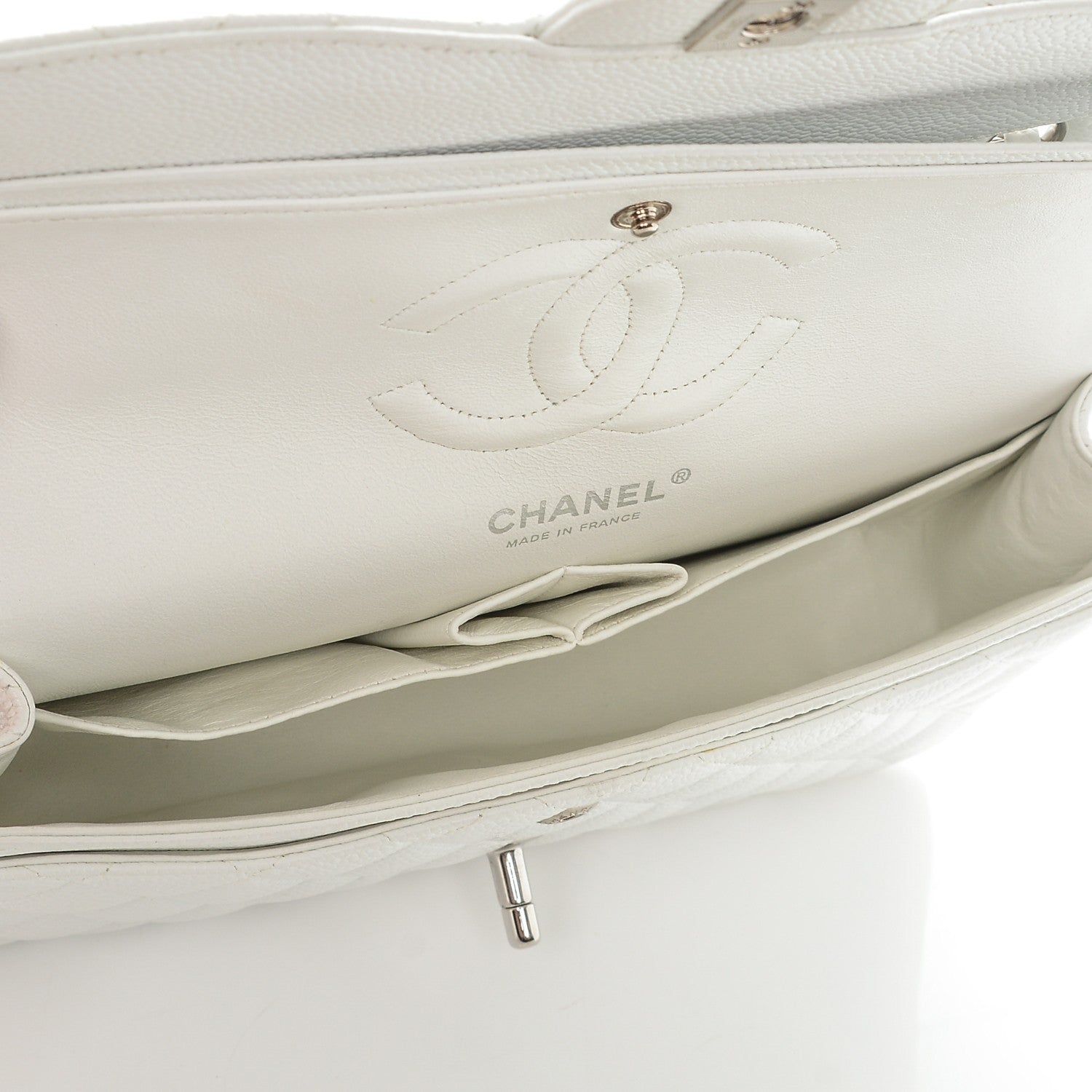 Chanel Caviar Quilted Medium Double Flap White 5 of 7