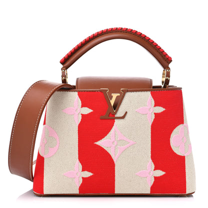 Louis Vuitton Canvas Calfskin Embroidered Braided Monogram Capucines BB Red 1 of 10