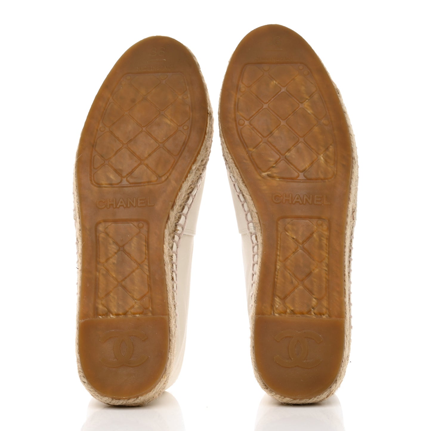 Lambskin CC Espadrilles 36 White Black
