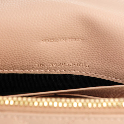 Saint Laurent Grain De Poudre Matelasse Chevron Monogram Envelope Chain Wallet Pale Pink 7 of 7