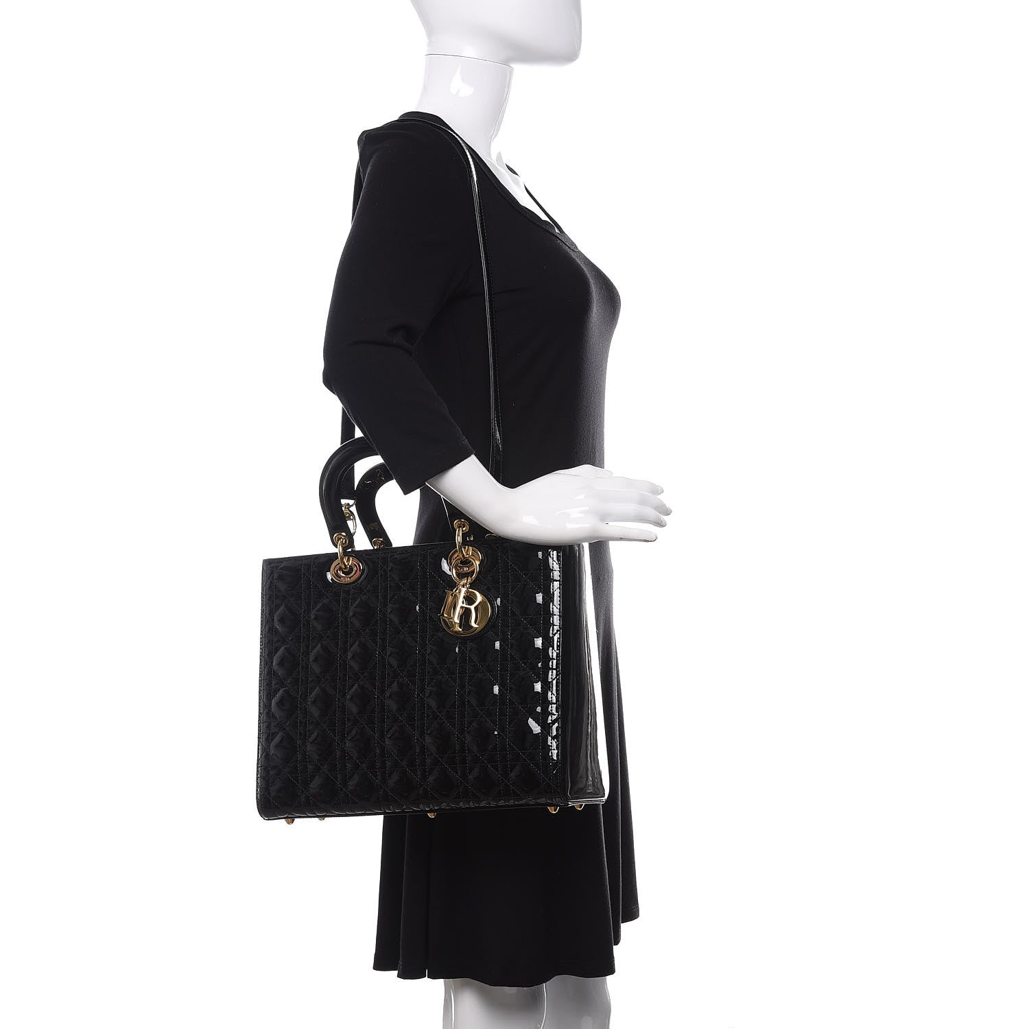 Christian Dior Patent Cannage Large Lady Dior Black 2 of 12