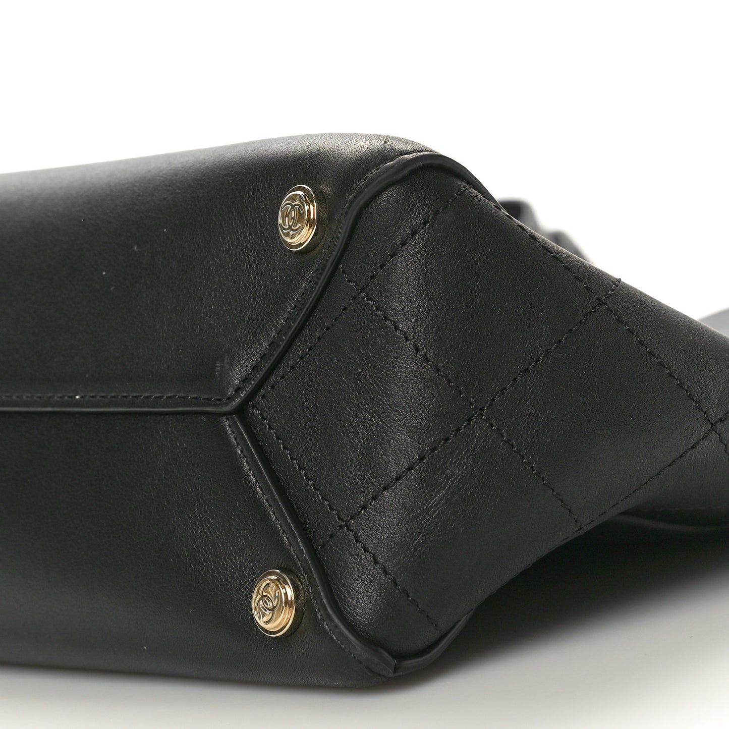 Lambskin Stitched Essential Shopping Tote Black