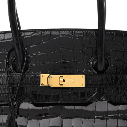 Hermes Shiny Porosus Crocodile Birkin 35 Black 8 of 17