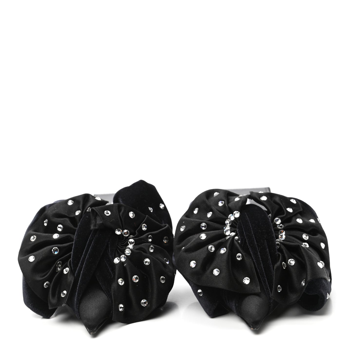 Velvet Crystal Bow Mules 37 Black