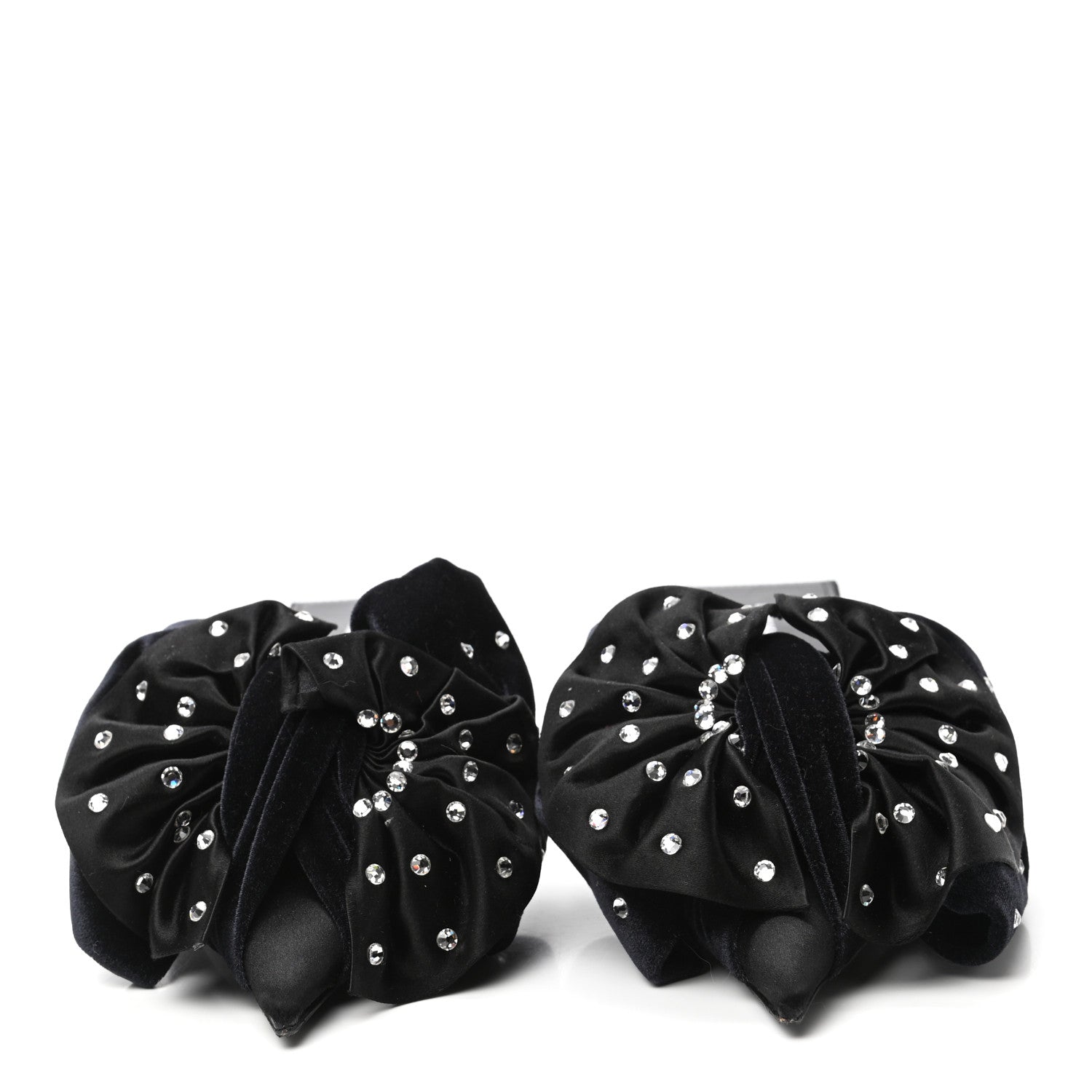Balenciaga Velvet Crystal Bow Mules 37 Black 2 of 9