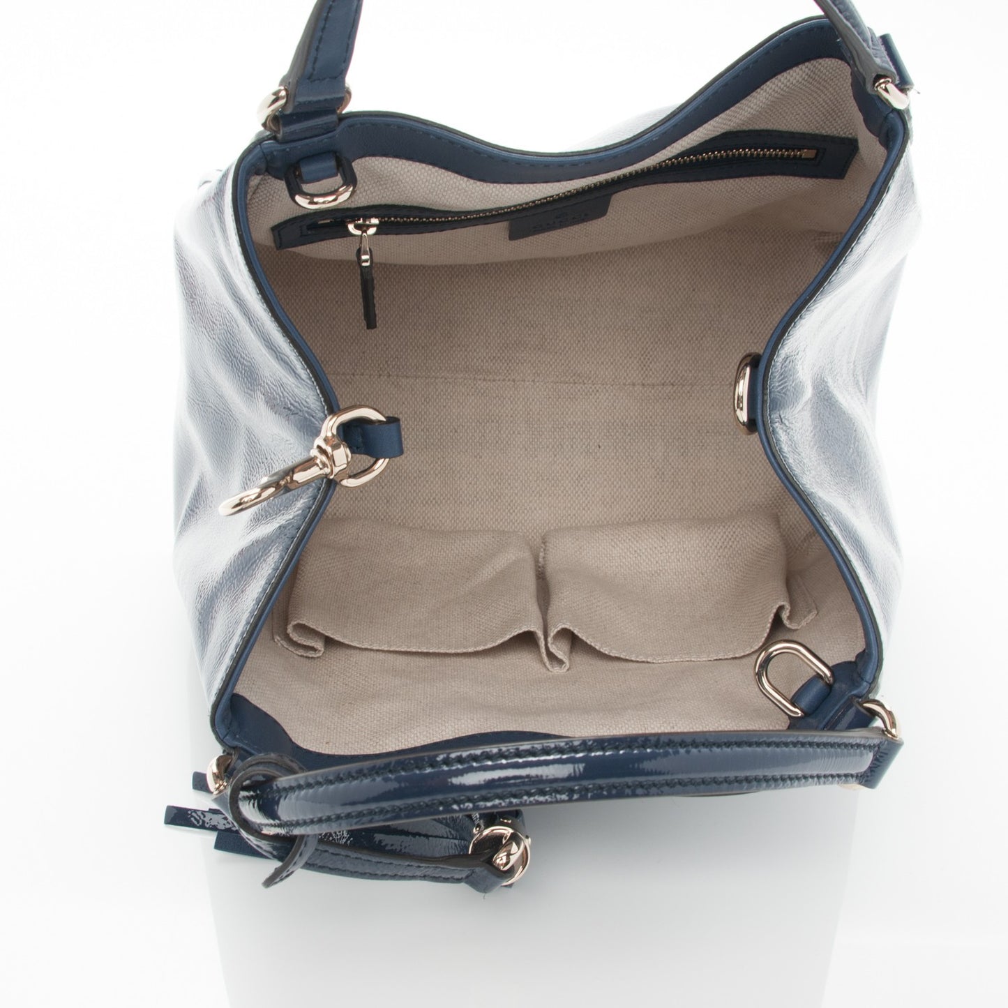 Vernice Naplack Small Soho Shoulder Bag Uniform Blue