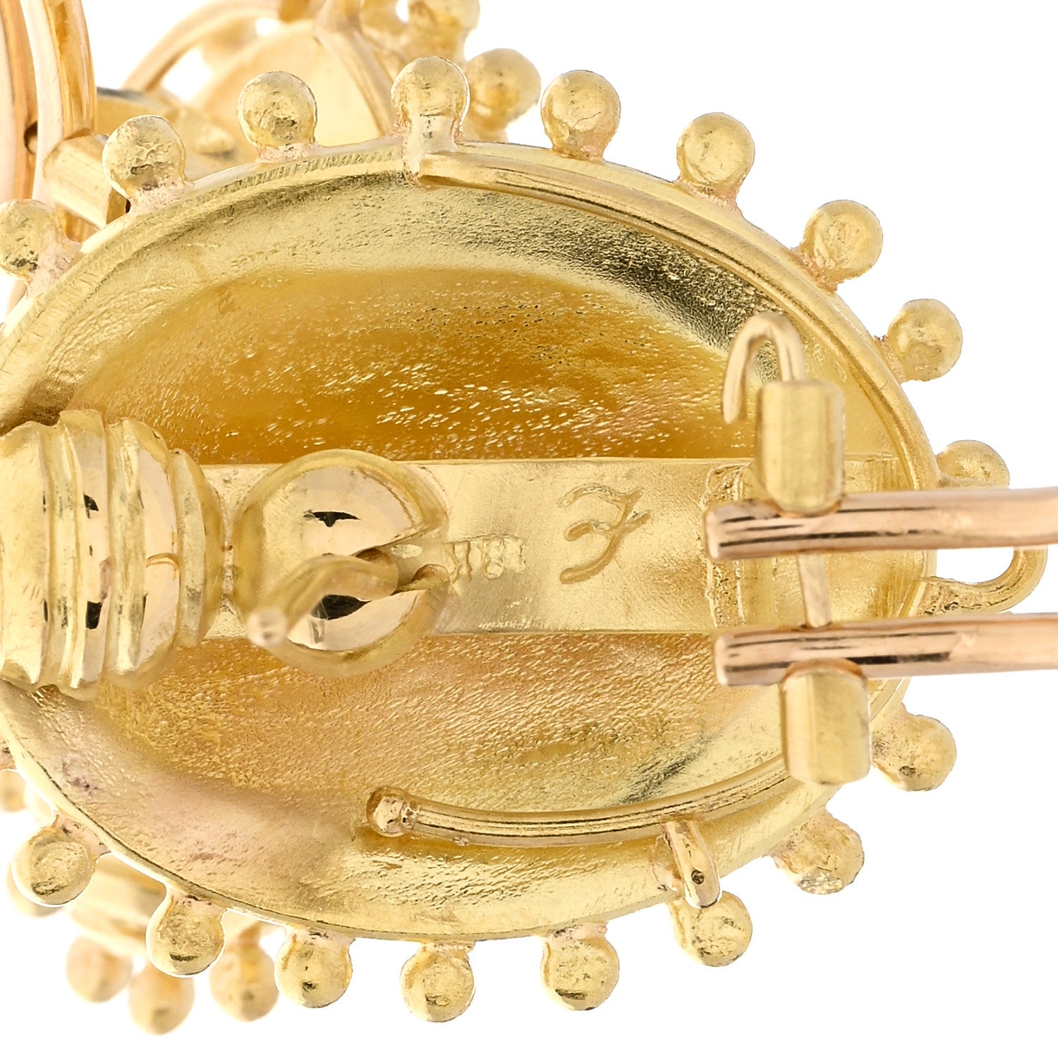 Elizabeth Locke 18K Yellow Gold Diamond Hammered Dome Stud Earrings 4 of 4