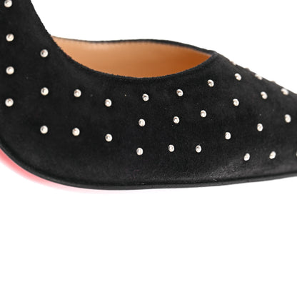 Christian Louboutin Veau Velours Studded Hot Chick 100 Pumps 38 Black Silver 8 of 13