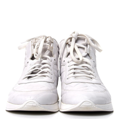 Fendi Nappa Macro FF Embossed Womens High Top Sneakers 35.5 White Ice 2 of 6