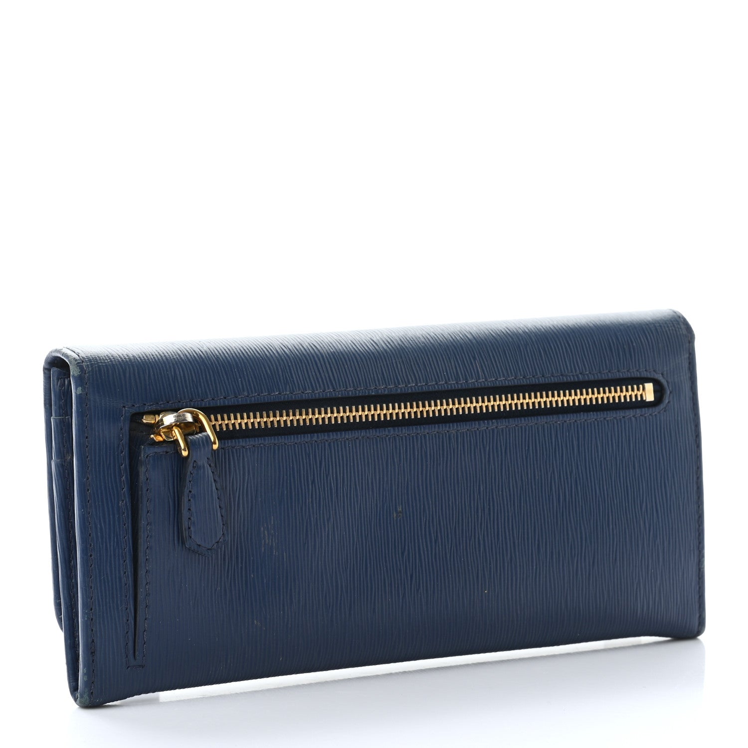 Prada Vitello Move Bi-Color Continental Flap Travel Wallet Bluette Astrale 4 of 18