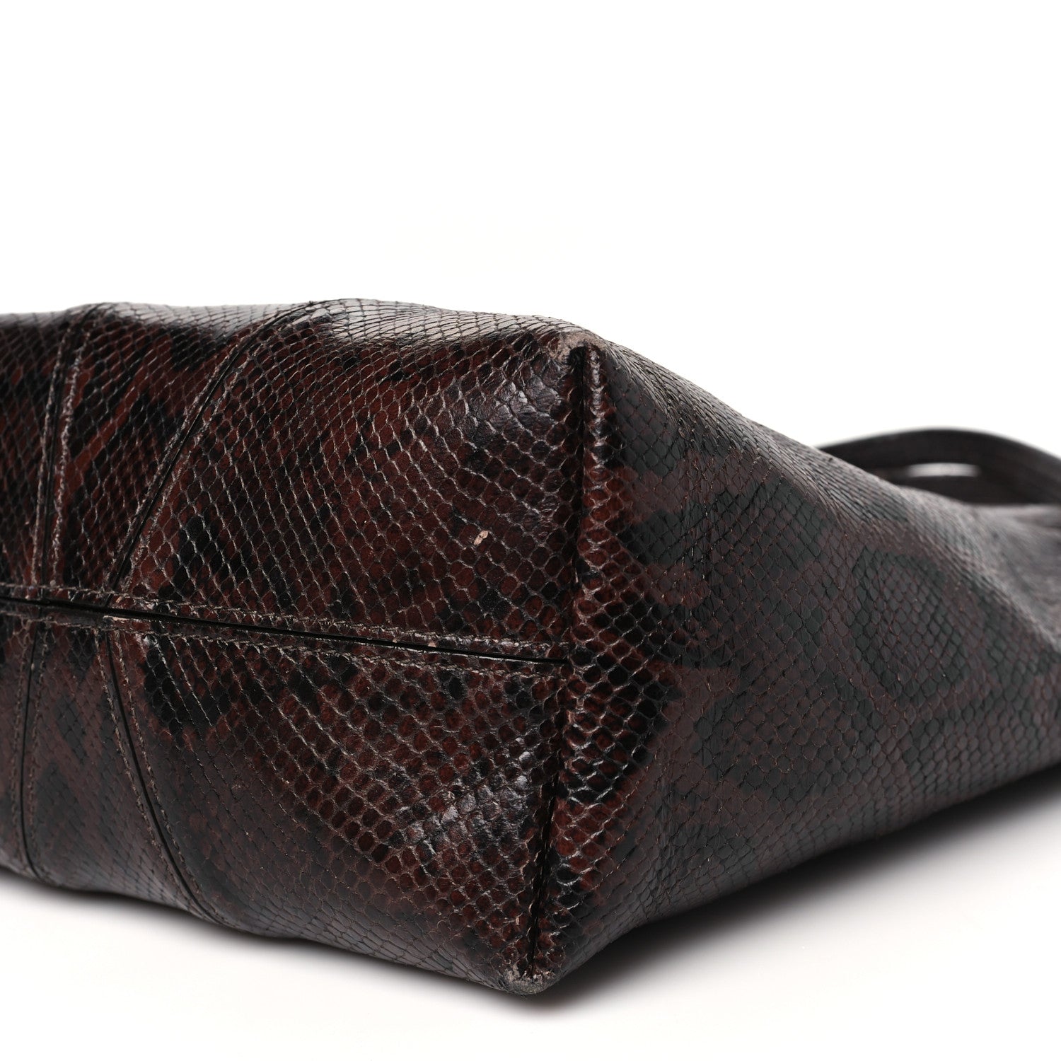 Chloe Goatskin Snakeskin Embossed Spin Tote Sooty Brown 10 of 11