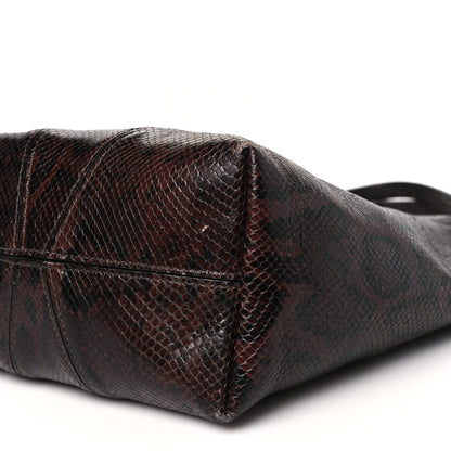 Chloe Goatskin Snakeskin Embossed Spin Tote Sooty Brown 10 of 11