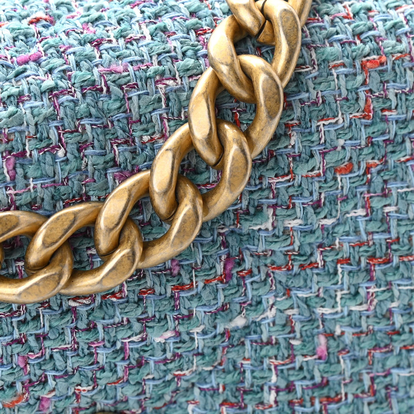 Tweed Quilted Medium Chanel 19 Flap Blue Multicolor