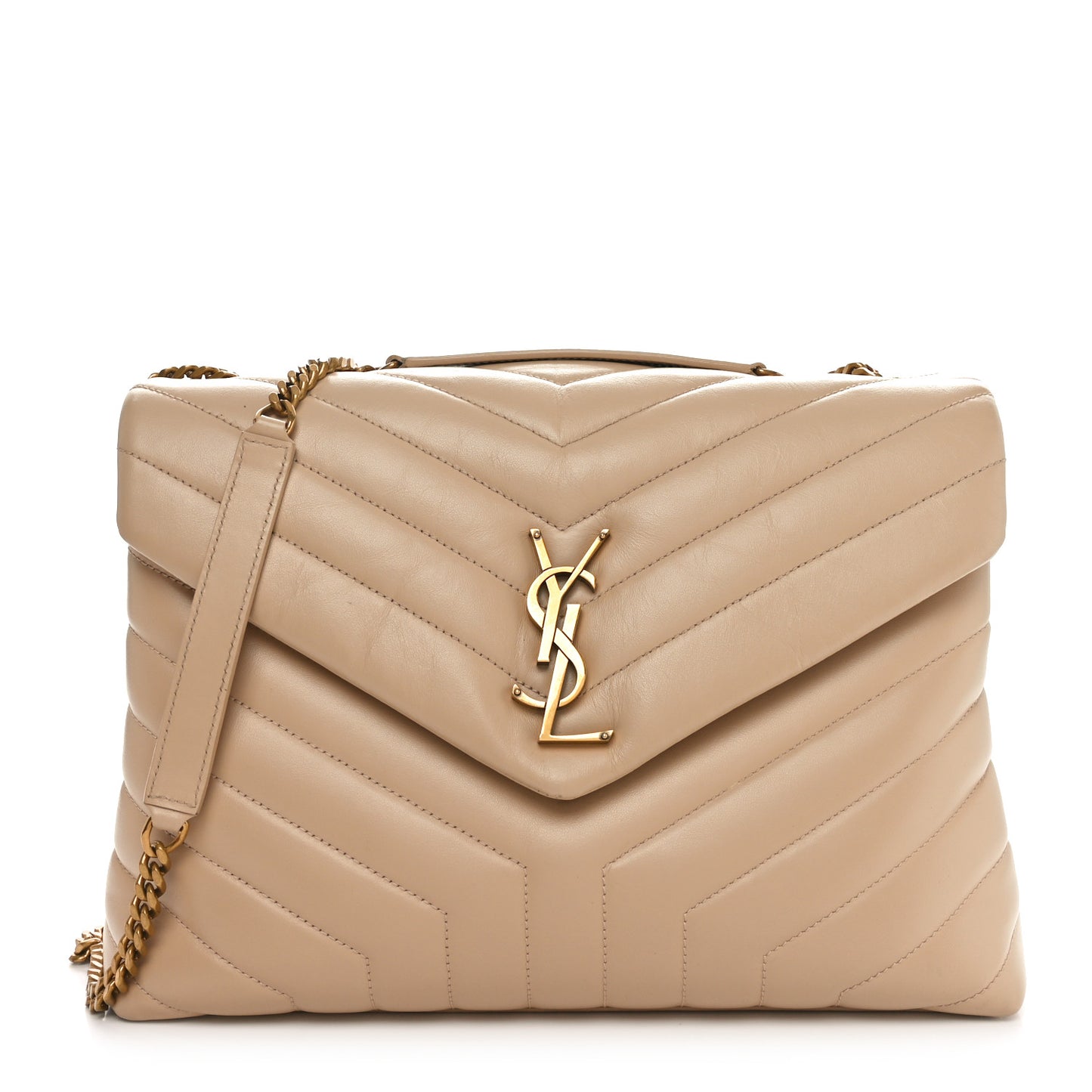 Calfskin Y Quilted Monogram Medium Loulou Chain Satchel Nude Powder