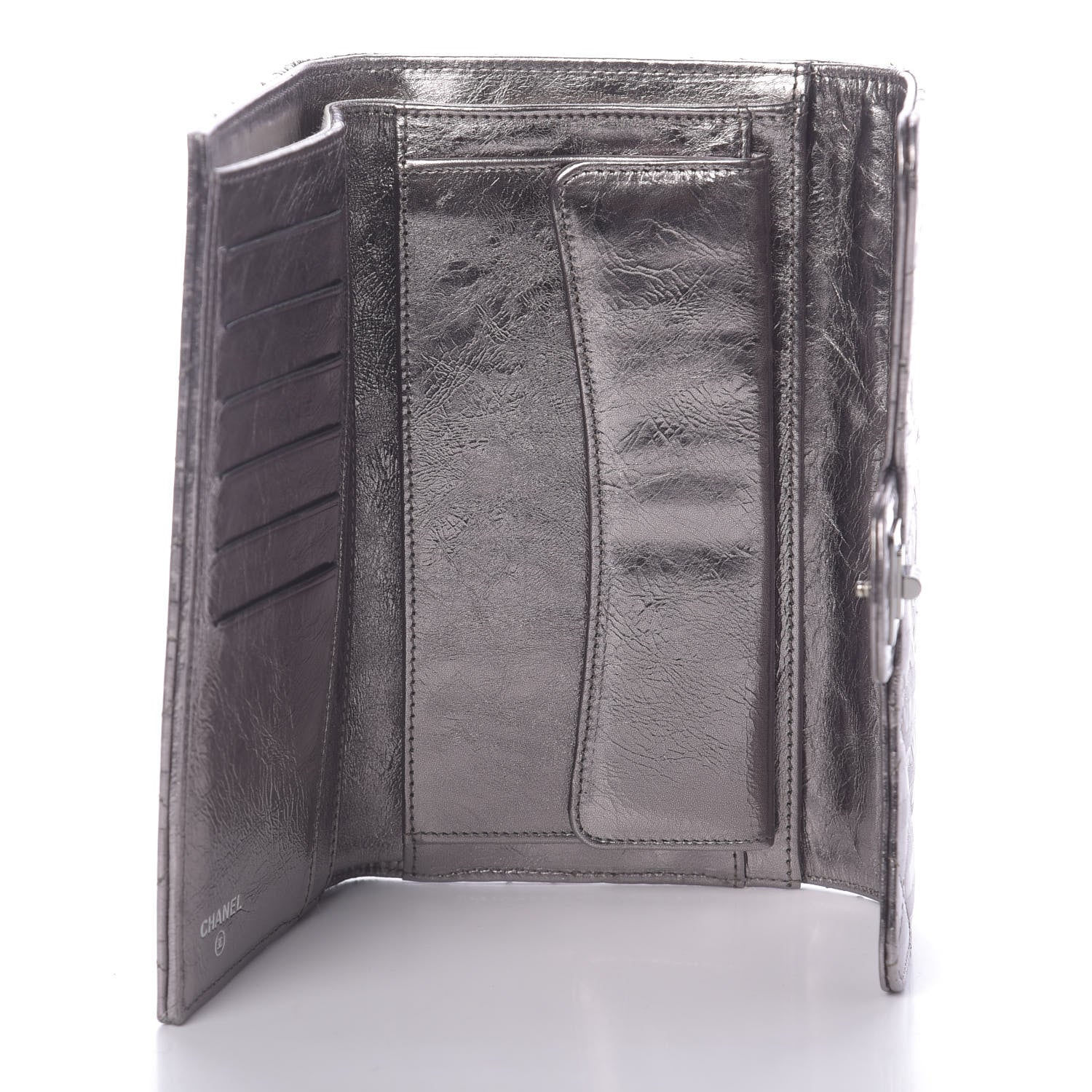 Chanel Metallic Striped Calfskin Reissue Wallet Dark Silver 5 of 8