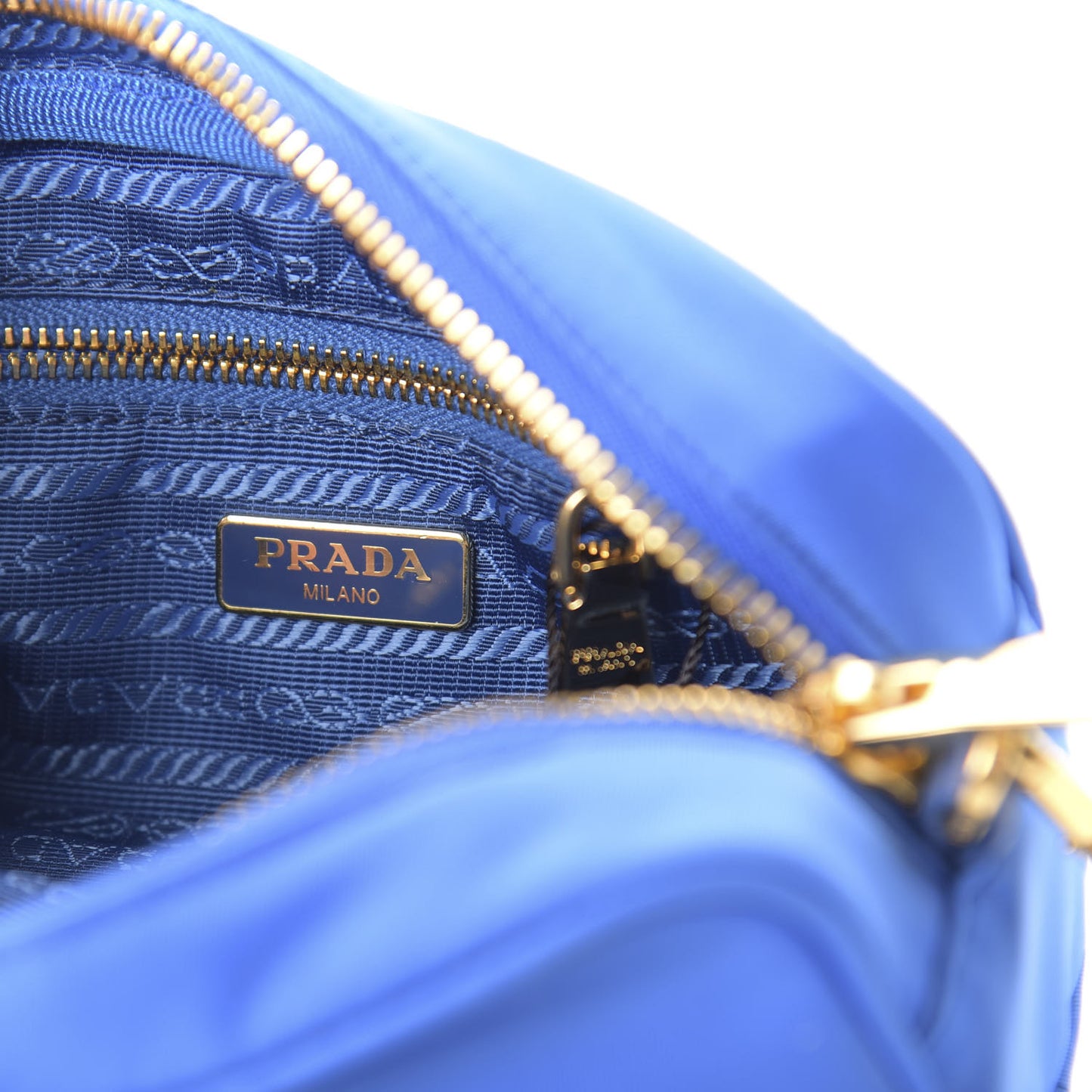 Tessuto Nylon Saffiano Wristlet Azzurro