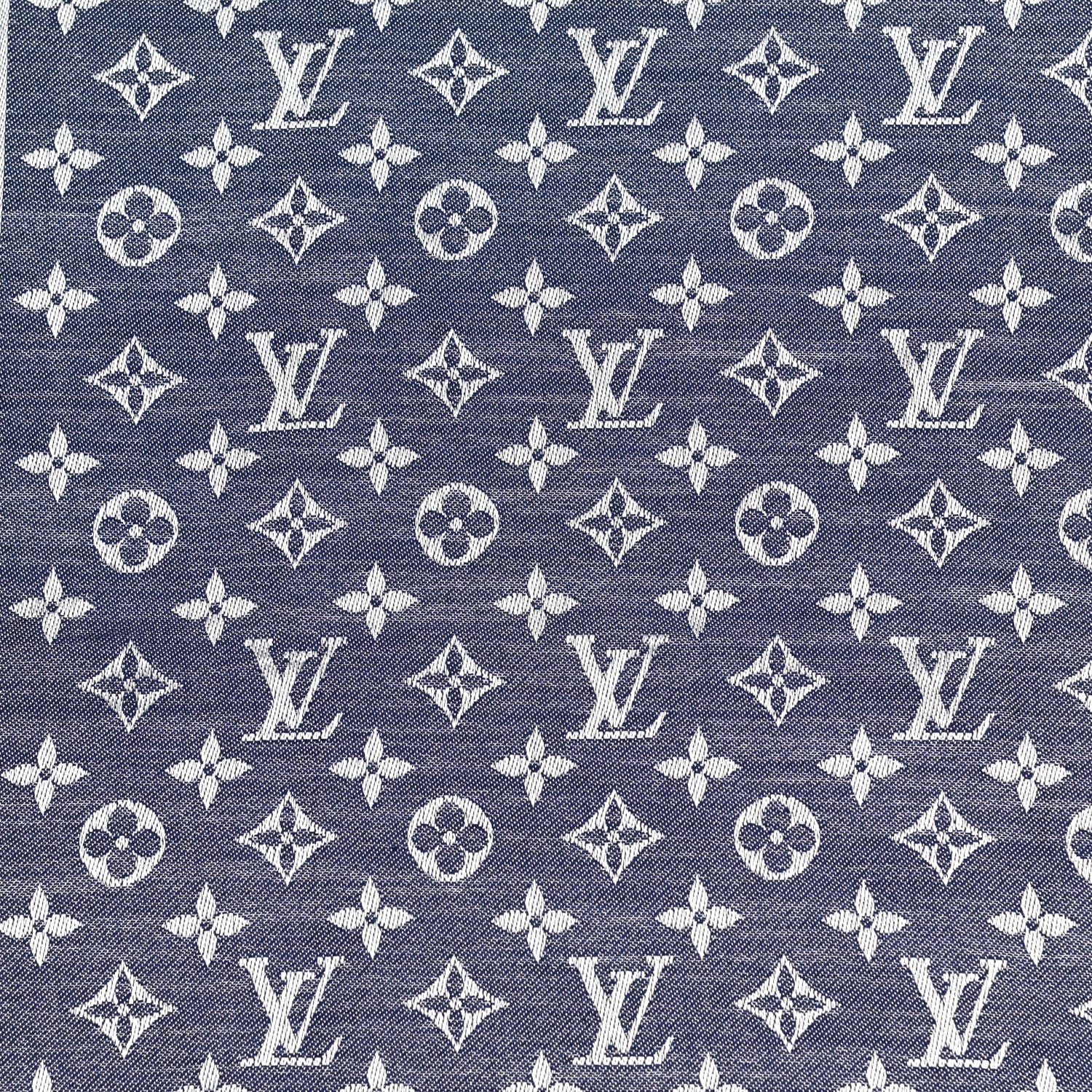 Louis Vuitton Silk Wool Monogram Denim Shawl Blue Clair 3 of 6
