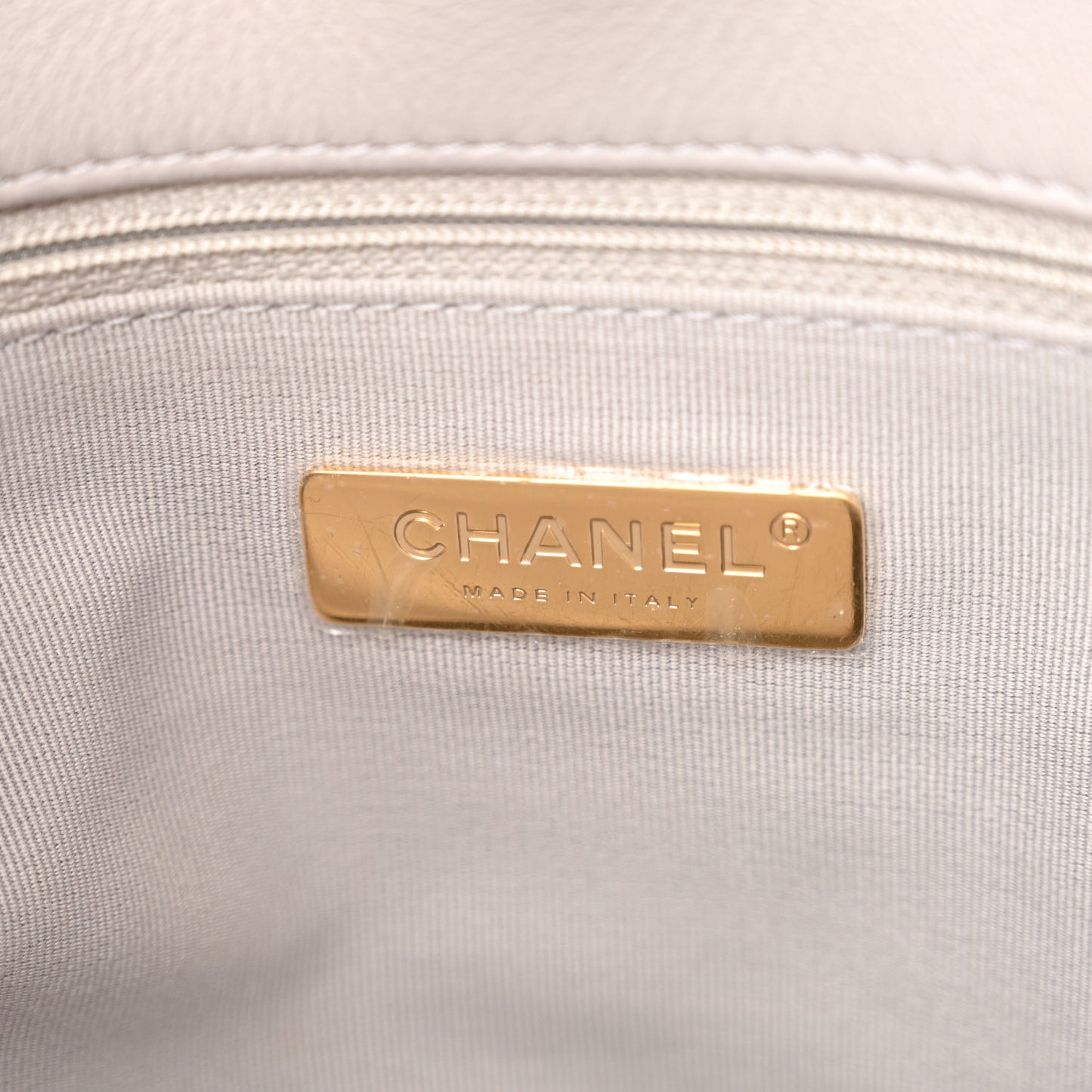 Lambskin Quilted Chanel 19 Shopping Bag Grey