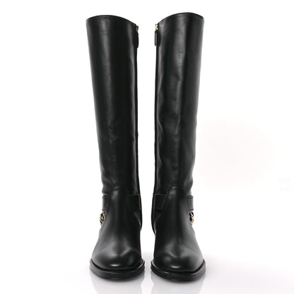 Chanel Calfskin Chain High Boots 37 Black 3 of 9