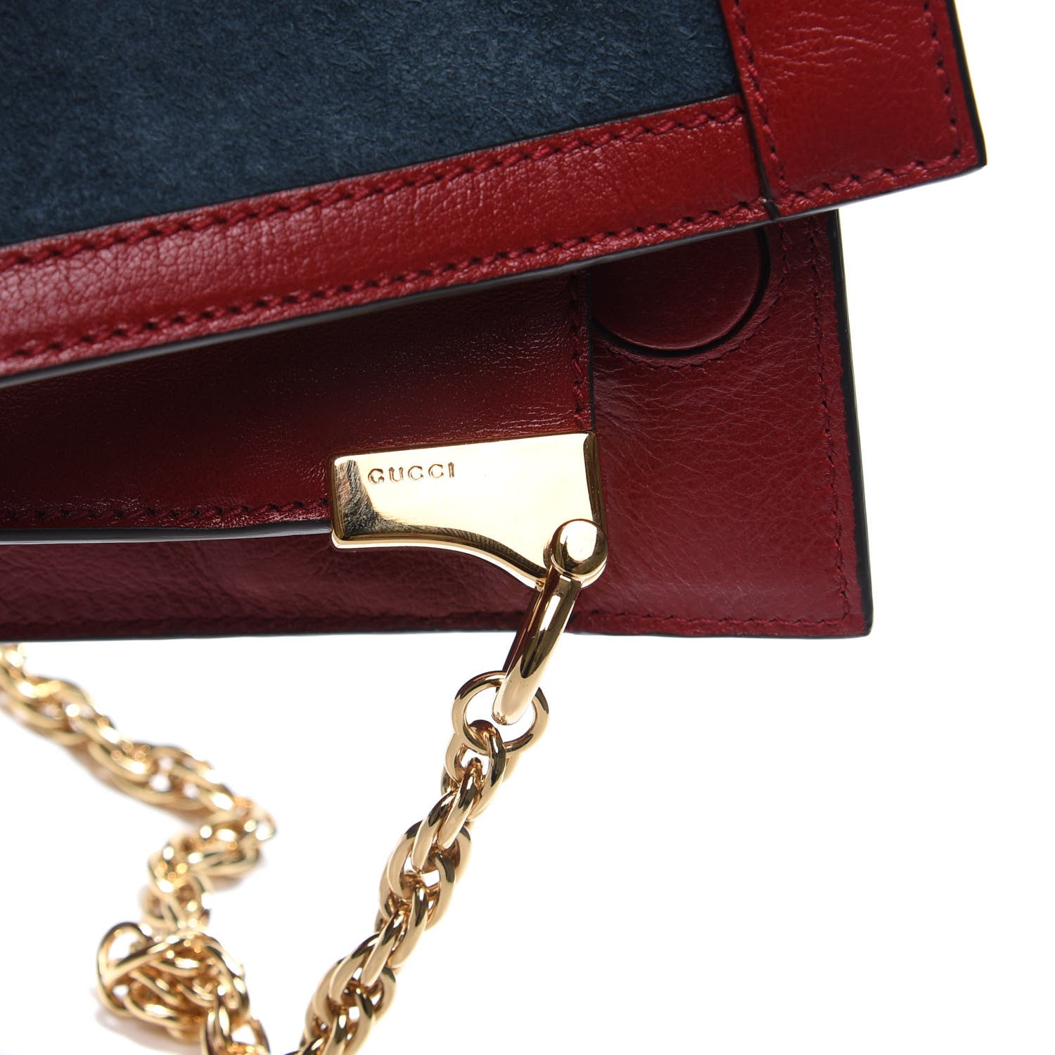 Gucci Suede Calfskin Web Small Ophidia Chain Shoulder Bag New Blue Romantic Cherry 7 of 12