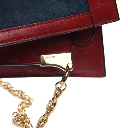 Gucci Suede Calfskin Web Small Ophidia Chain Shoulder Bag New Blue Romantic Cherry 7 of 12