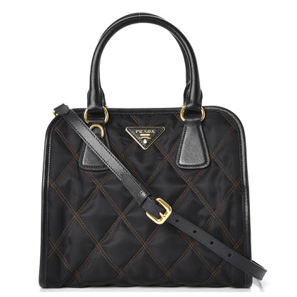 Prada Saffiano Tessuto Nylon Impunturato Quilted Shopper Black 1 of 10