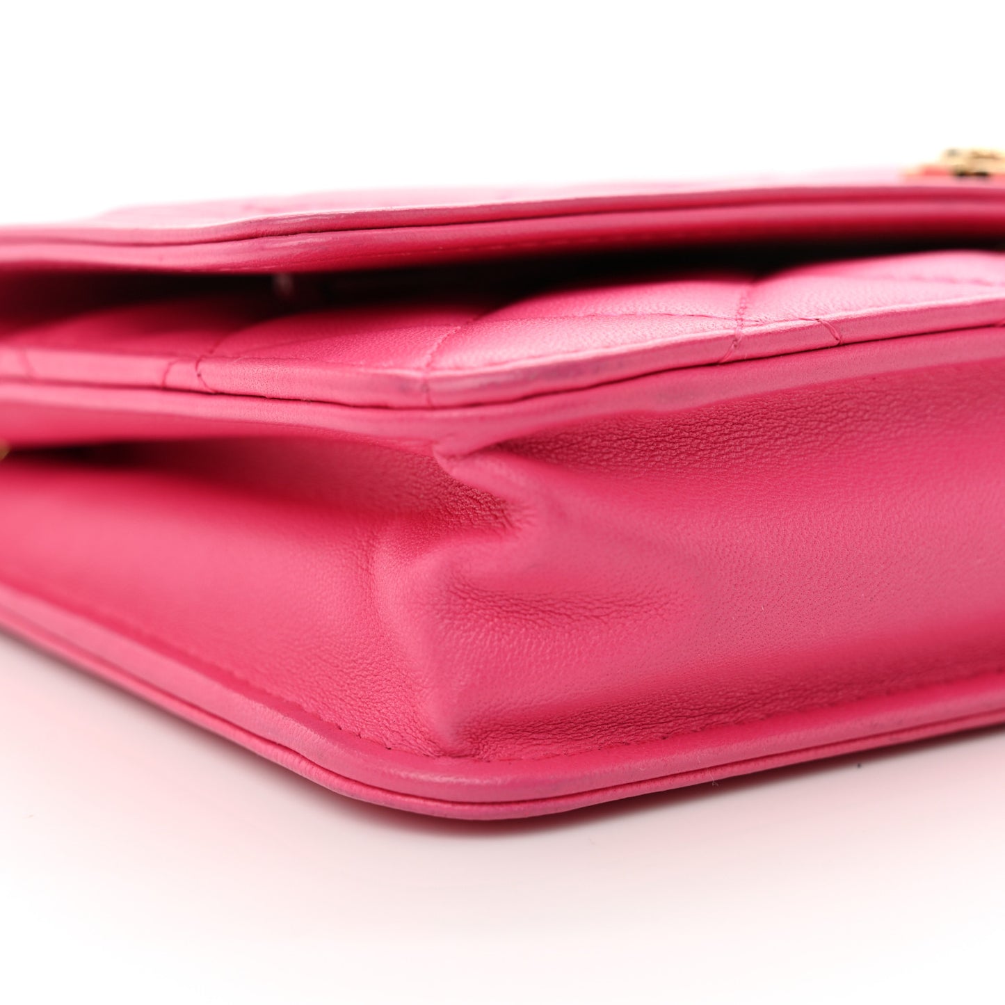 Lambskin Quilted Boy Wallet On Chain WOC Dark Pink