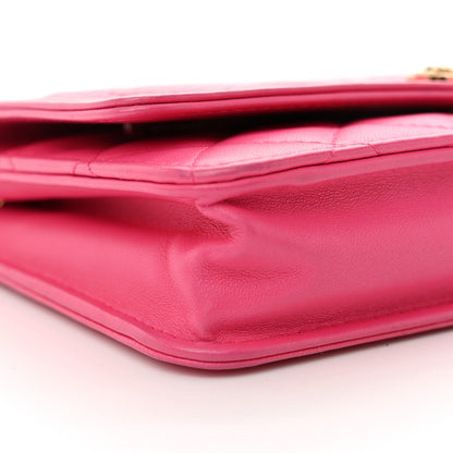 Chanel Lambskin Quilted Boy Wallet On Chain WOC Dark Pink 9 of 12