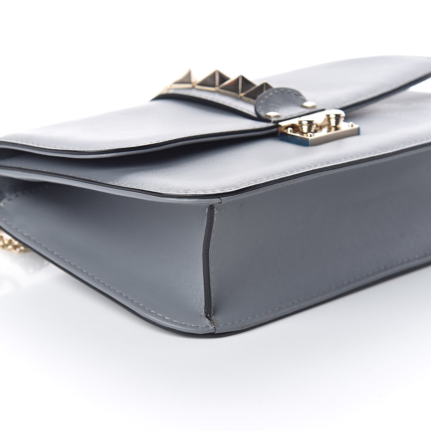 Valentino Garavani Vitello Medium Glam Lock Rockstud Flap Light Stone 8 of 9