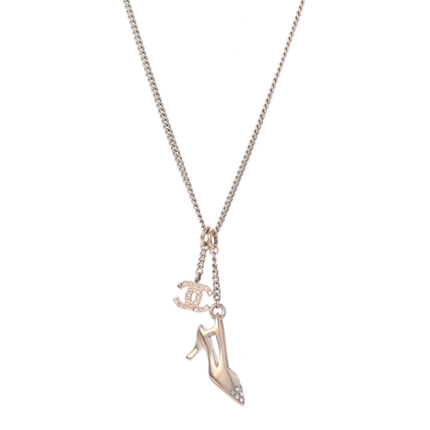 Crystal CC Heel Motif Necklace Gold