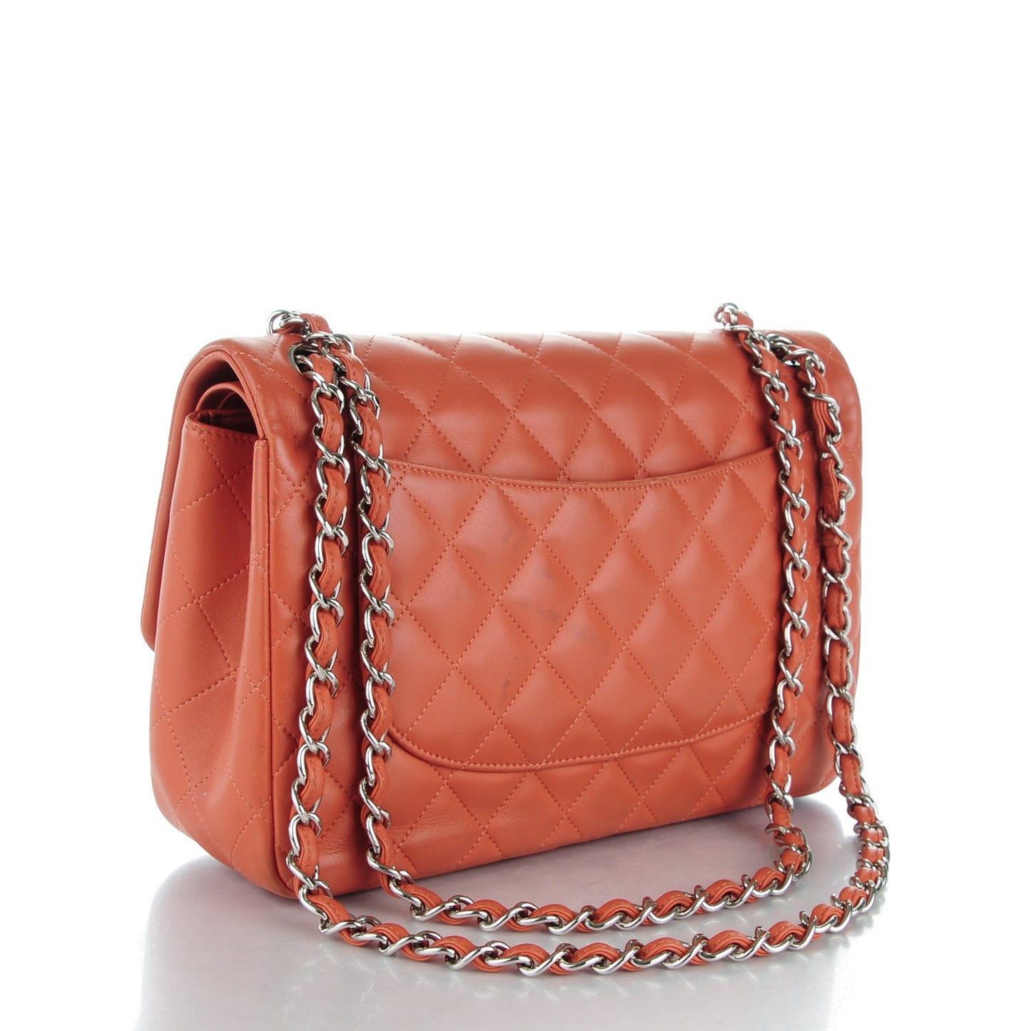 Lambskin Quilted Jumbo Double Flap Coral