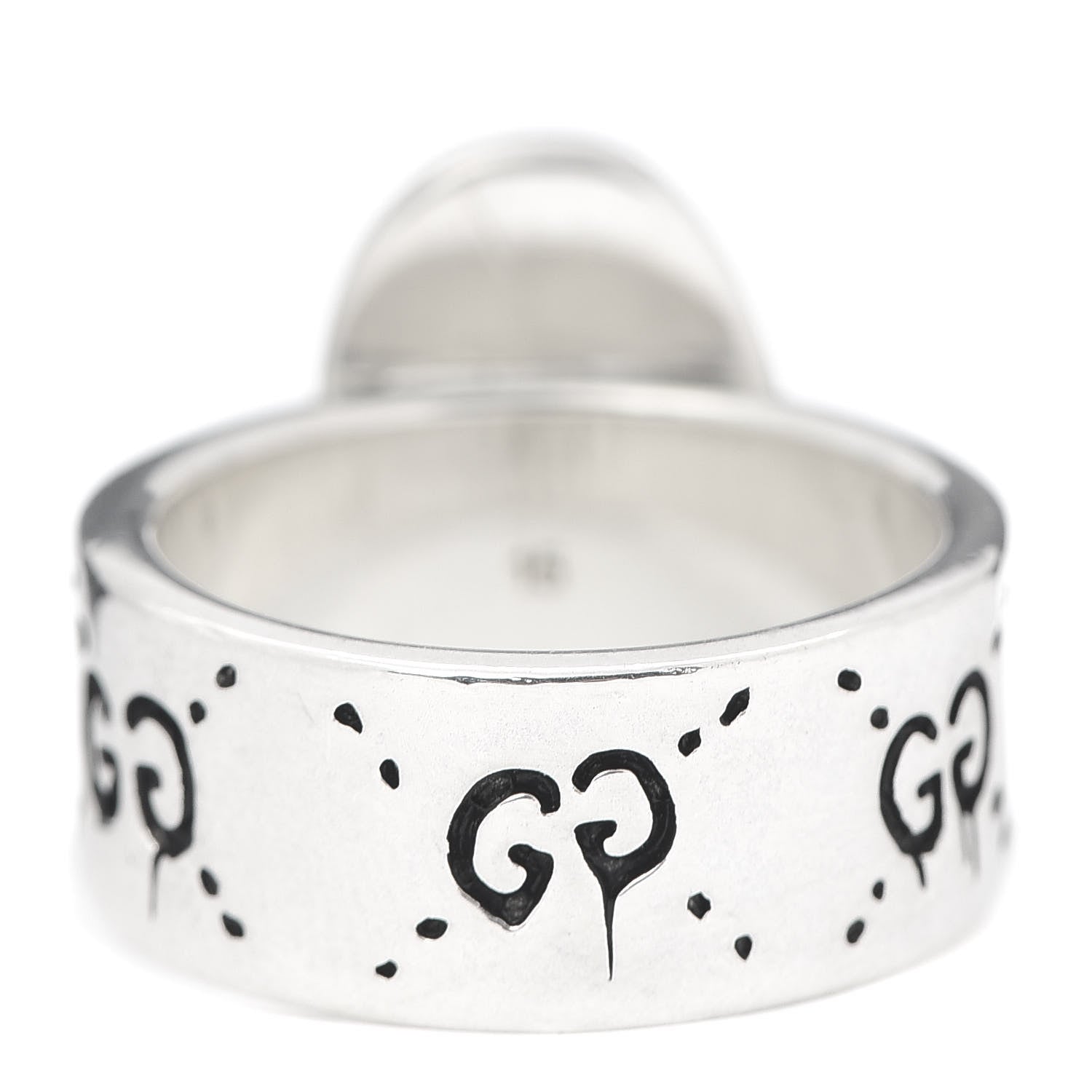 Gucci Sterling Silver Grey Diamond GucciGhost Ghost Ring 55 7.25 3 of 5
