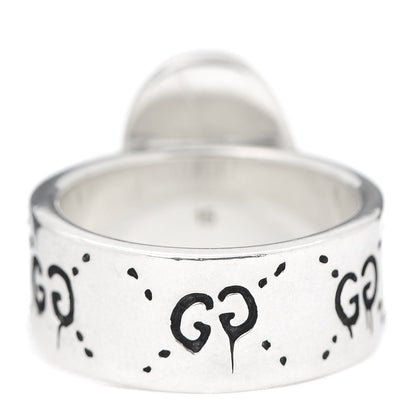 Gucci Sterling Silver Grey Diamond GucciGhost Ghost Ring 55 7.25 3 of 5