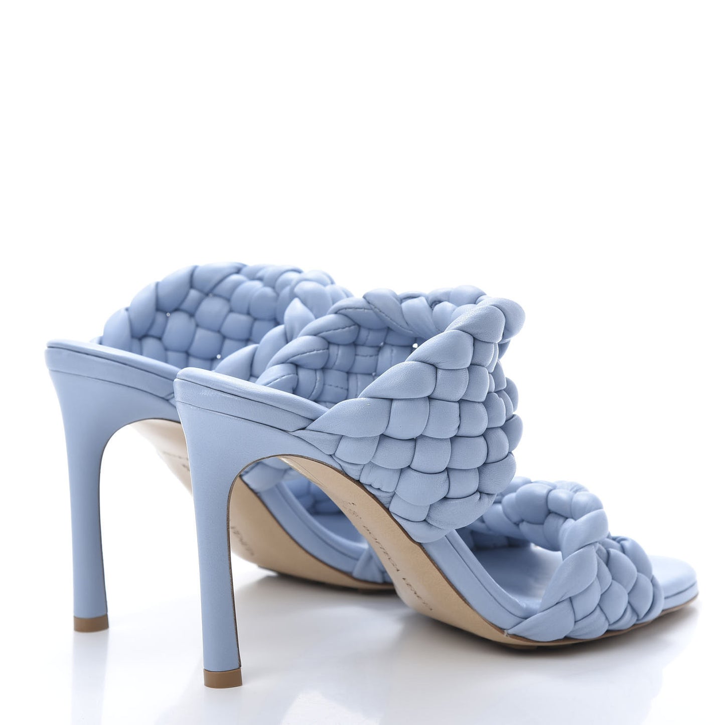 Nappa Twisted Padded Intrecciato Curve Slide Sandals 38.5 Ice