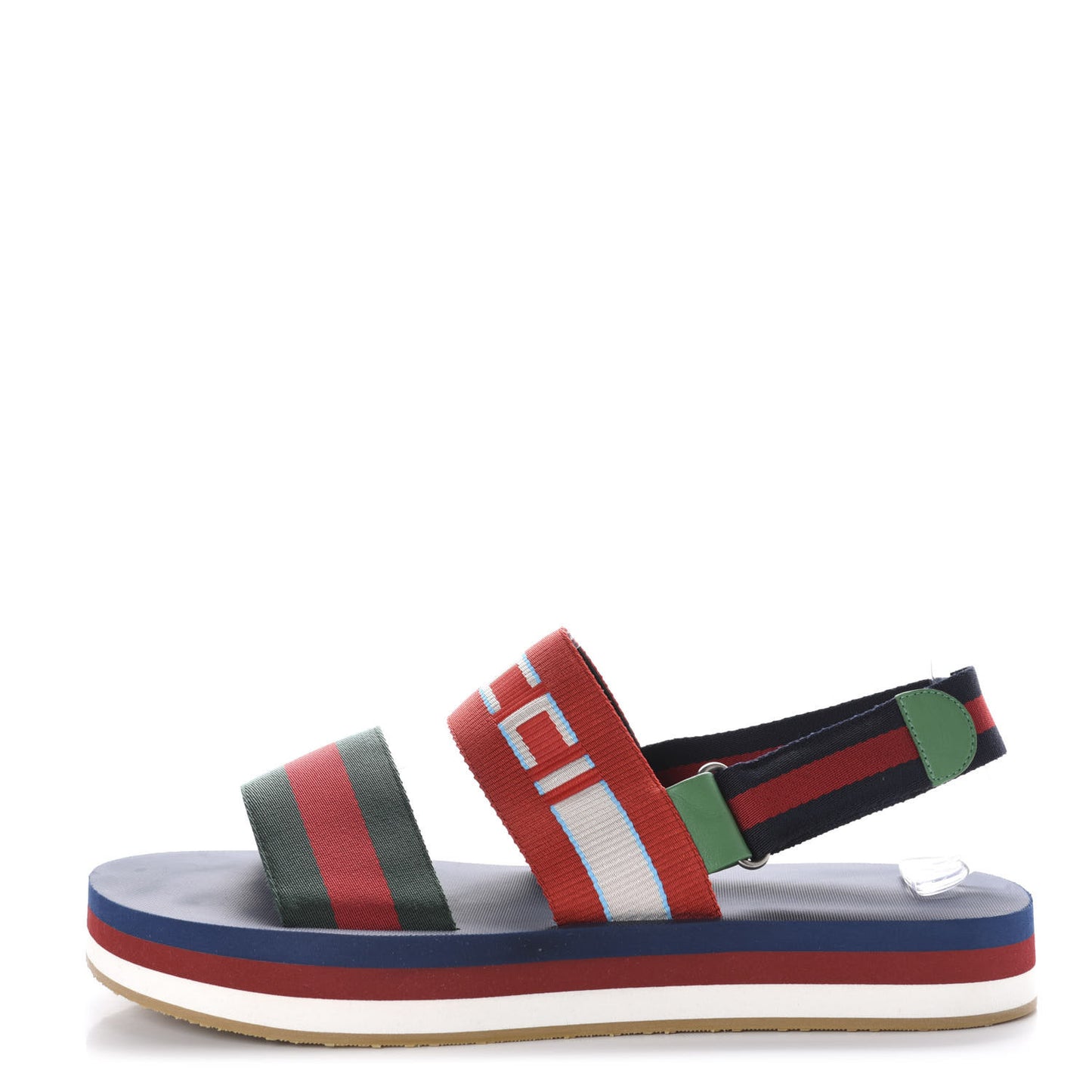 Nylon Stripe Logo Mens Platform Slingback Sandals 12 Green Red Poppy