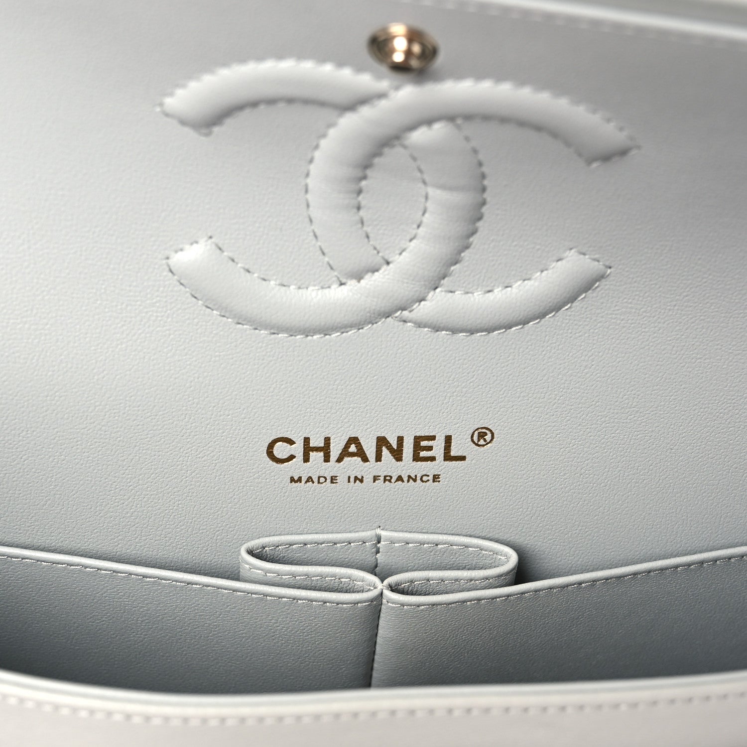 Chanel Lambskin Quilted Medium Double Flap Light Grey 6 of 12
