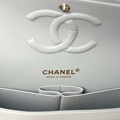 Chanel Lambskin Quilted Medium Double Flap Light Grey 6 of 12