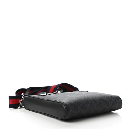 Gucci GG Supreme Monogram Web Small Flat Messenger Bag Black Grey 4 of 11