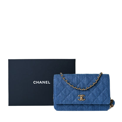 Chanel Denim Quilted CC Pearl Crush Wallet On Chain WOC Blue 7 of 7