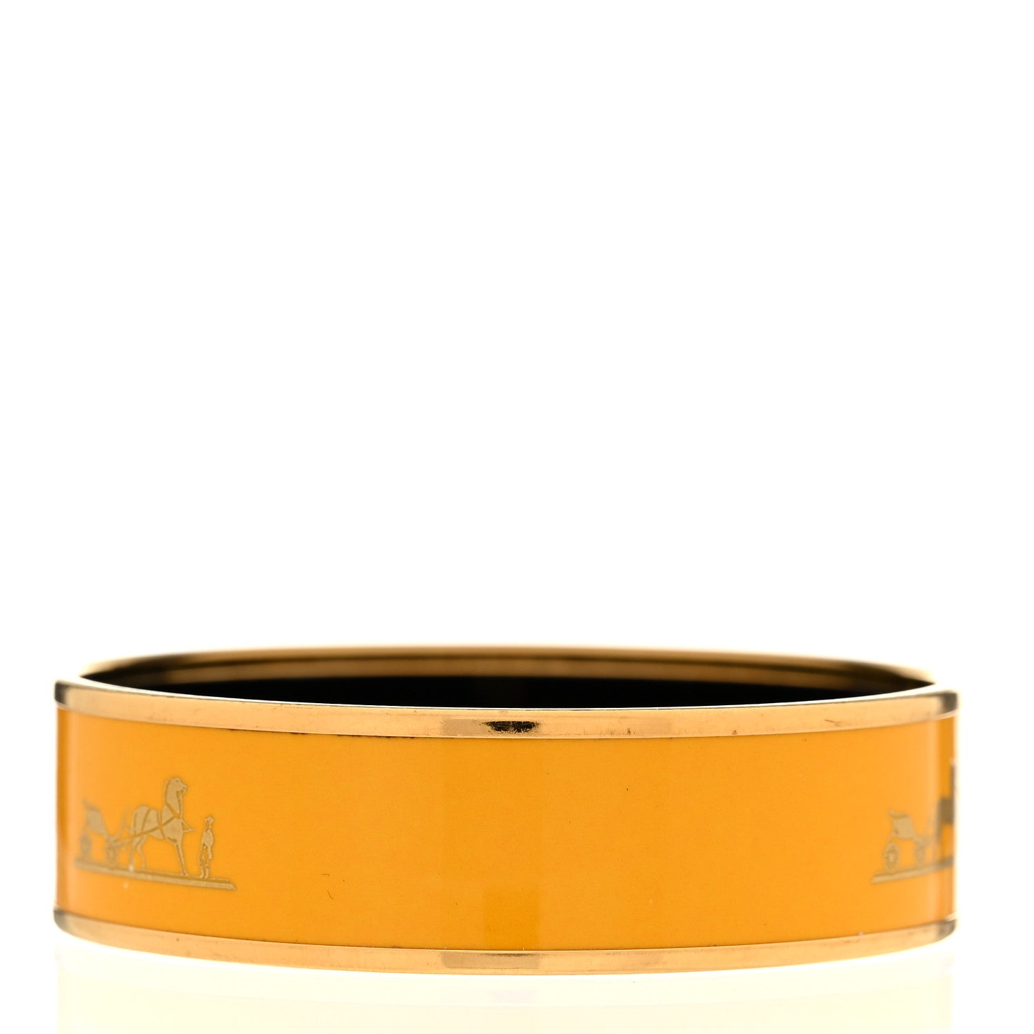 Hermes Enamel Printed Caleche Wide Bracelet 65 Jaune De Mars 3 of 6