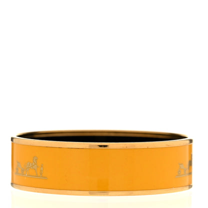 Hermes Enamel Printed Caleche Wide Bracelet 65 Jaune De Mars 3 of 6