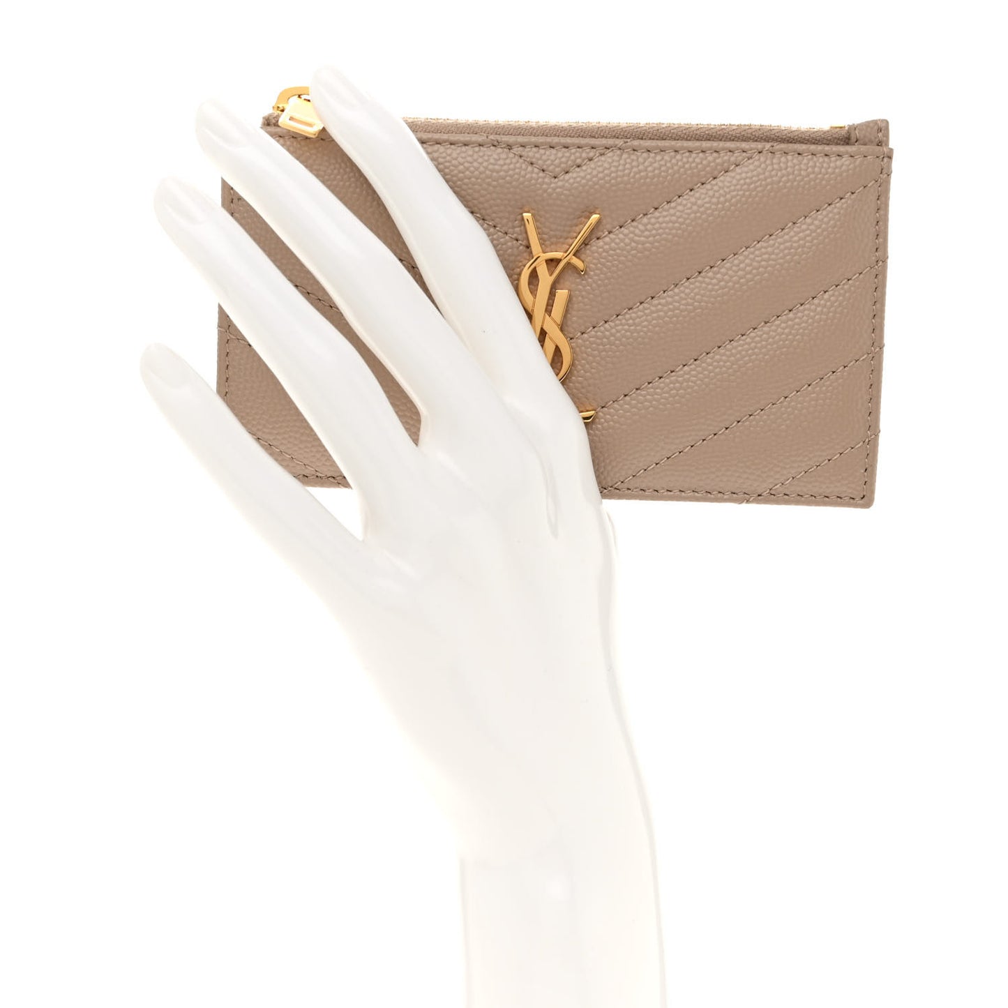 Monogram Grain de Poudre 5 Fragments Zip Pouch Card Holder Dark Beige