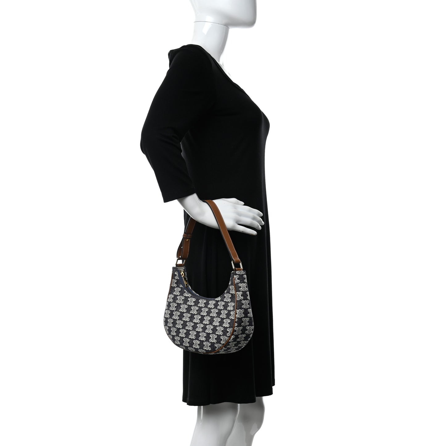 Canvas Calfskin Ava Triomphe Shoulder Bag Blue