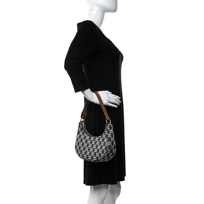 Celine Canvas Calfskin Ava Triomphe Shoulder Bag Blue 2 of 10