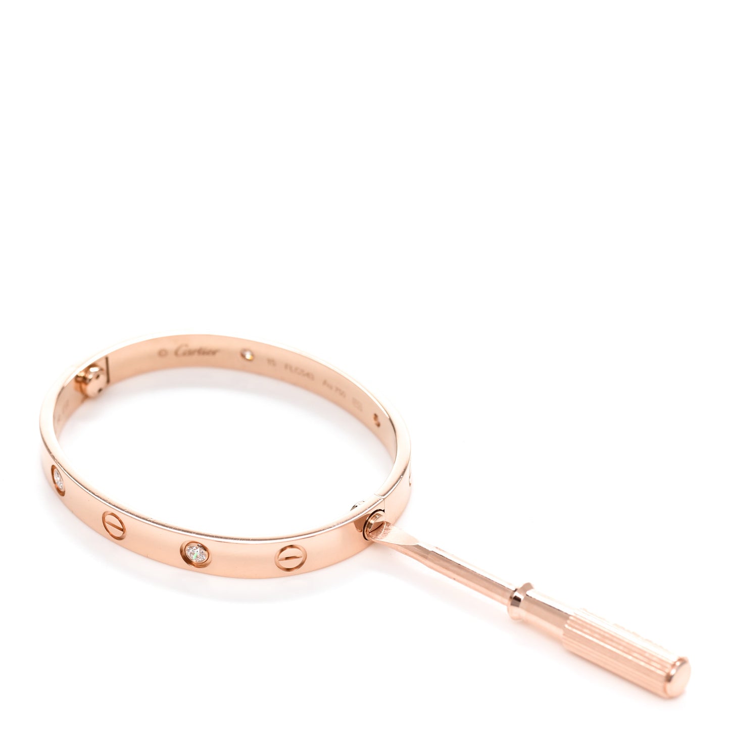 18K Pink Gold 4 Diamond LOVE Bracelet 15
