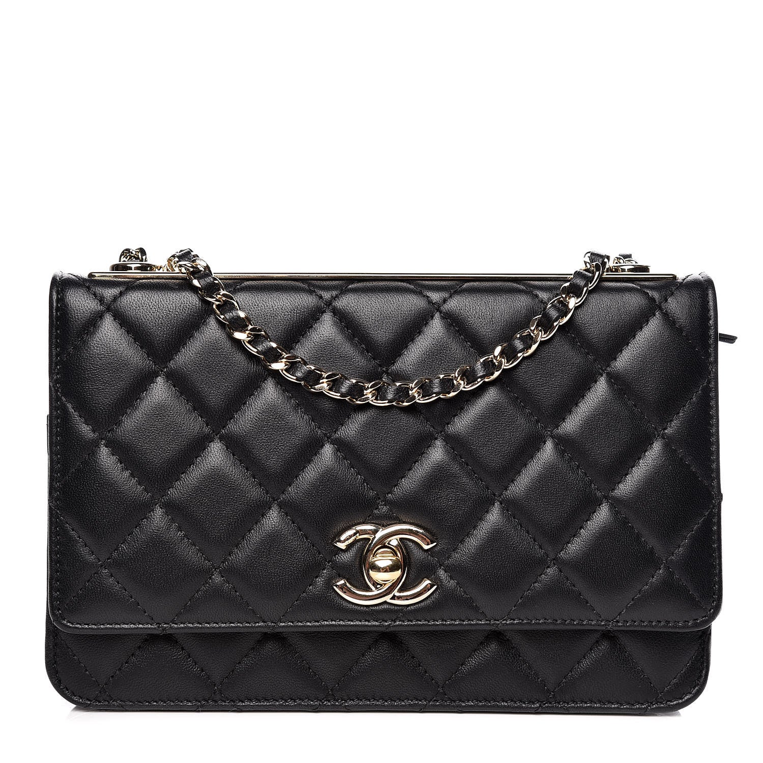 Chanel Lambskin Quilted Trendy CC Wallet On Chain WOC Black 1 of 12