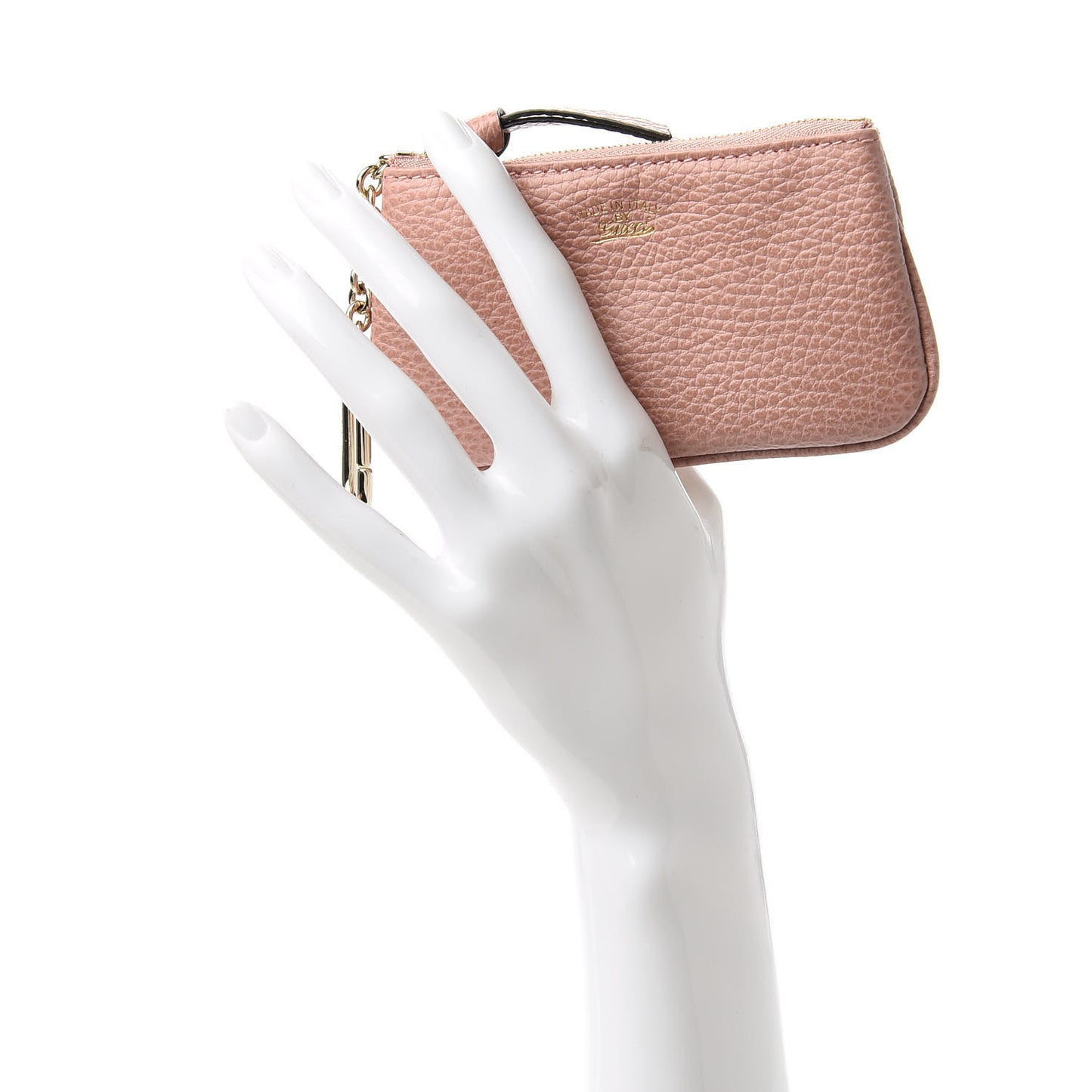 Dollar Calfskin Swing Key Case Soft Pink