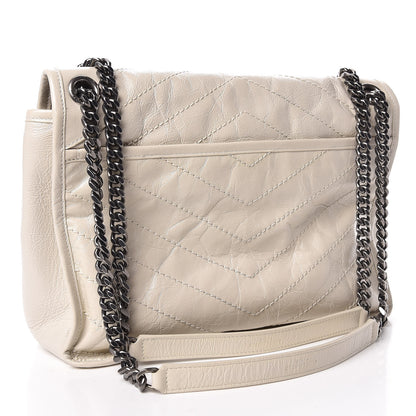 Saint Laurent Crinkled Calfskin Matelasse Monogram Medium Niki Chain Satchel Ivory 3 of 10