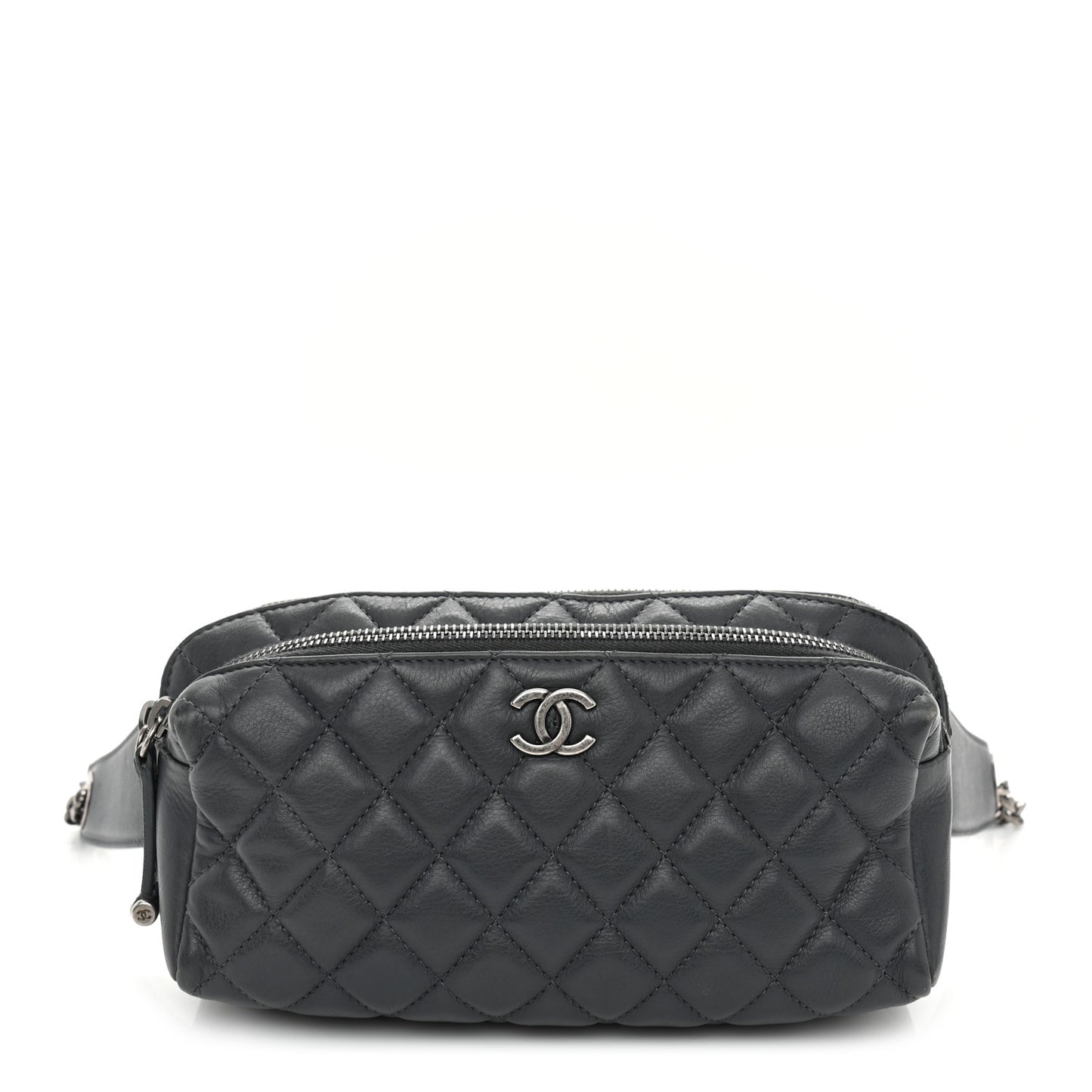 Calfskin Quilted Waist Bag Dark Grey