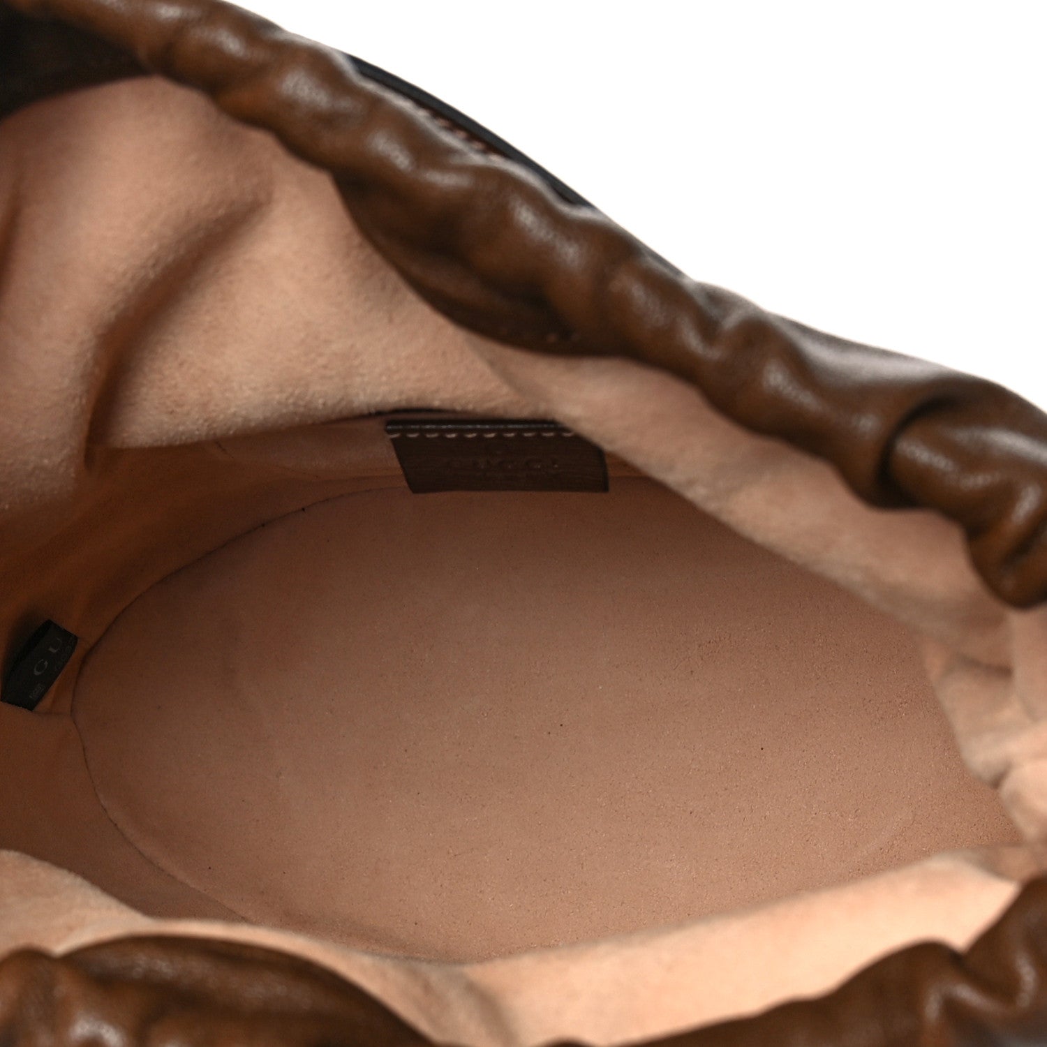 Gucci Monogram Textured Calfskin Horsebit 1955 Drawstring Bucket Bag Beige Brown Sugar 5 of 11